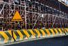 road works block barrier slow down