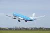 KLM airplane takes off from Schiphol Airport