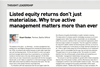Listed equity returns don’t just materialise. Why true active management matters more than ever