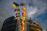 Flags of the country members of the European Union are raised at the EP headquarters in Strasbourg