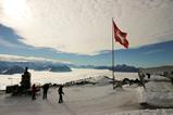 Switzerland flag snow