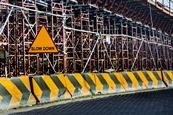 road works block barrier slow down