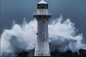 lighthouse storm sea