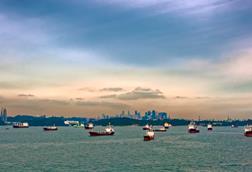ships in the harbour of Singapore