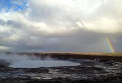 Iceland rainbow thermal sky clouds