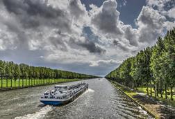 Netherlands inland ship barge on canal