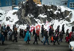Greenland flags protest