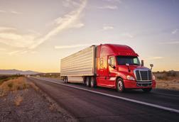 Truck driving on highway in US