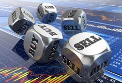 buy sell dice with graphs on background
