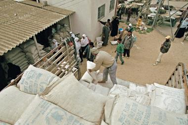 Food distribution in Gaza by the World Food Programme, a UNJSPS participant