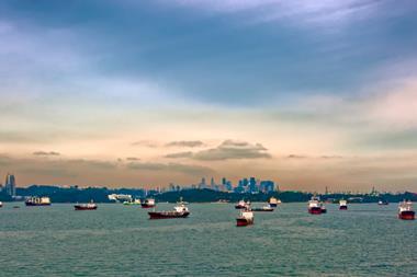 ships in the harbour of Singapore