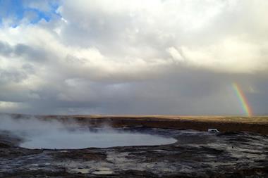 Iceland rainbow thermal sky clouds