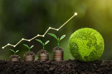 graph with green plants growing