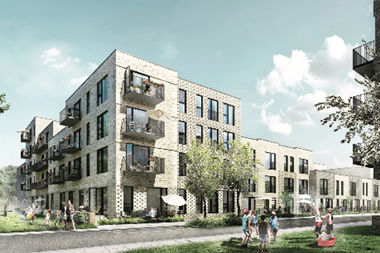 architects image of an orestad housing project in which pension danmark has invested
