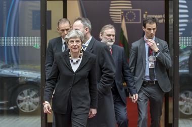 Theresa May leaves European Council meeting