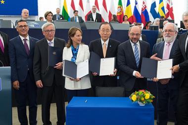 European Parliament Paris Agreement signing ceremony