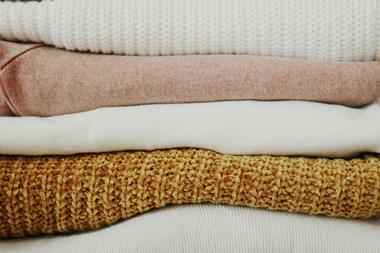 Close-up photo of a pile of folded clothes