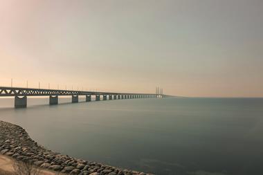 The Øresund bridge connecting Sweden and Denmark