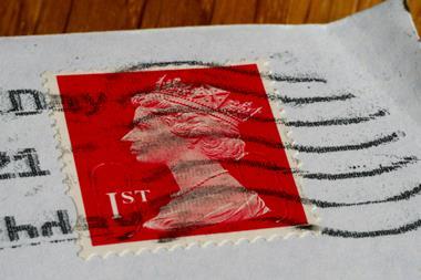 UK post mail stamp