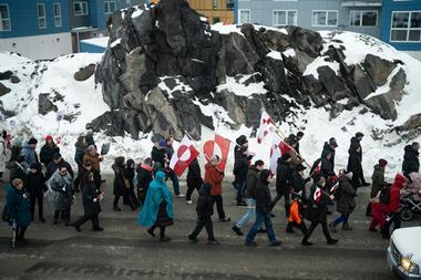 Greenland flags protest