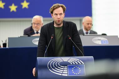 Damian Boeselager, MEP, speaking during a European Parliament plenary session in June 2026