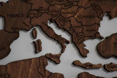 Europe map wood