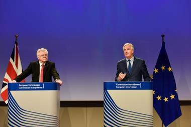 David Davis and Michel Barnier at a Brexit press conference in October 2017