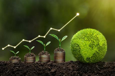 graph with green plants growing