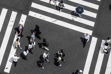 Crossroads people crossing