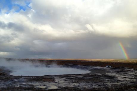 Iceland rainbow thermal sky clouds