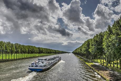 Netherlands inland ship barge on canal