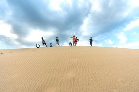 children playing desert