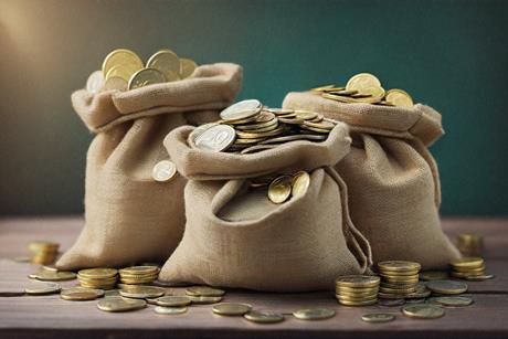 small pots sacks money cash