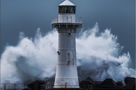 lighthouse storm sea