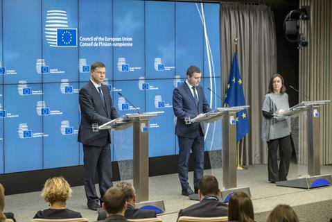 Dombrovskis and Goranov at ECOFIN press conference