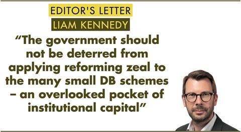 Liam Kennedy - “The government should not be deterred from applying reforming zeal to the many small DB schemes – an overlooked pocket of institutional capital”