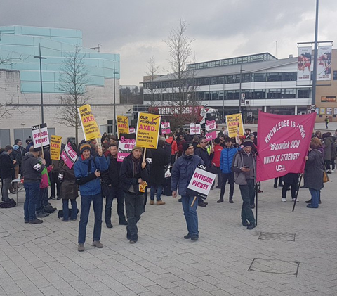 UCU members striking at Warwick University over USS proposals