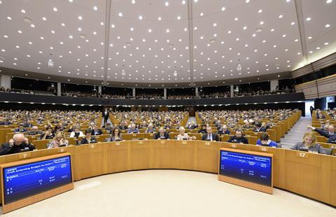 European Parliament inside plenary view