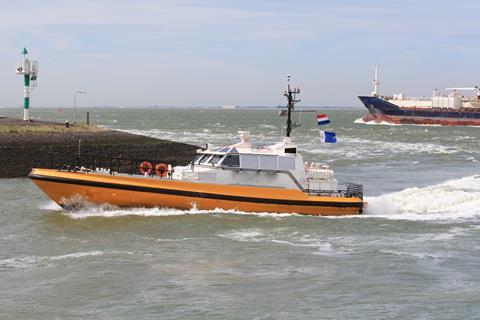A Dutch shipping pilot entering the port of Terneuzen.