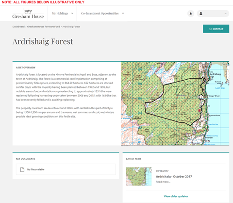 Gresham House forestry fund portal screenshot