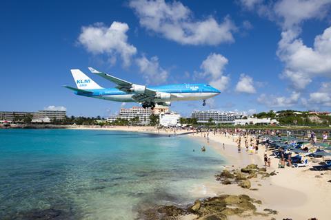 KLM airplane lands