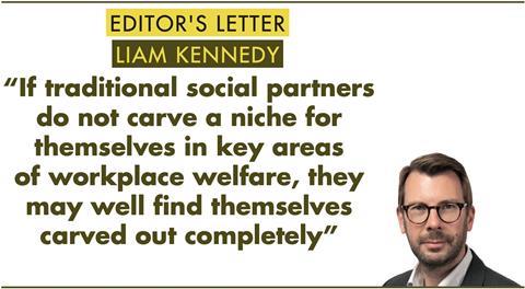 Editor's Letter by Liam Kennedy - “If traditional social partners do not carve a niche for themselves in key areas of workplace welfare, they may well find themselves carved out completely”