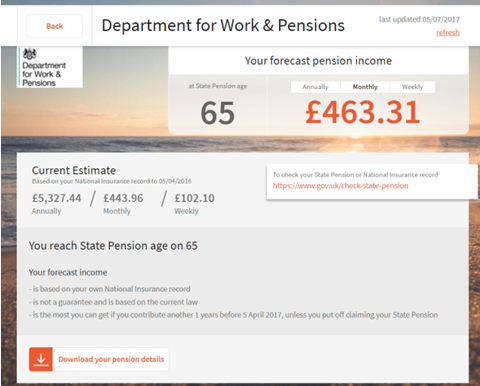 Pension dashboard