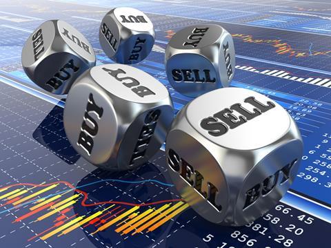 buy sell dice with graphs on background