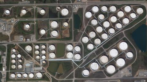 An aerial view of Cushing oil storage hub in Texas
