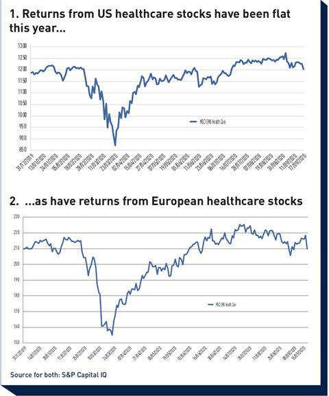 Returns from US healthcare stocks have been flat this year