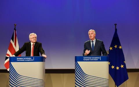 David Davis and Michel Barnier at a Brexit press conference in October 2017