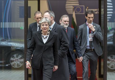 Theresa May leaves European Council meeting